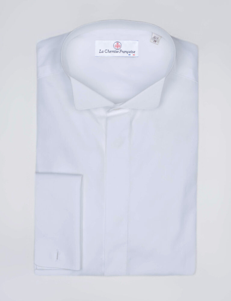 - Chemise Cérémonie - Popeline Double Retors - Col Cassé & Poignets Mousquetaires