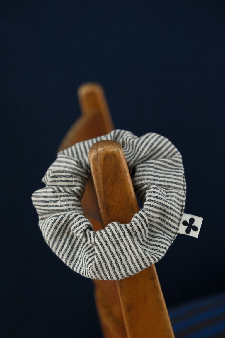 POZÉ - Chouchou en coton - Milleraie bleu et écru