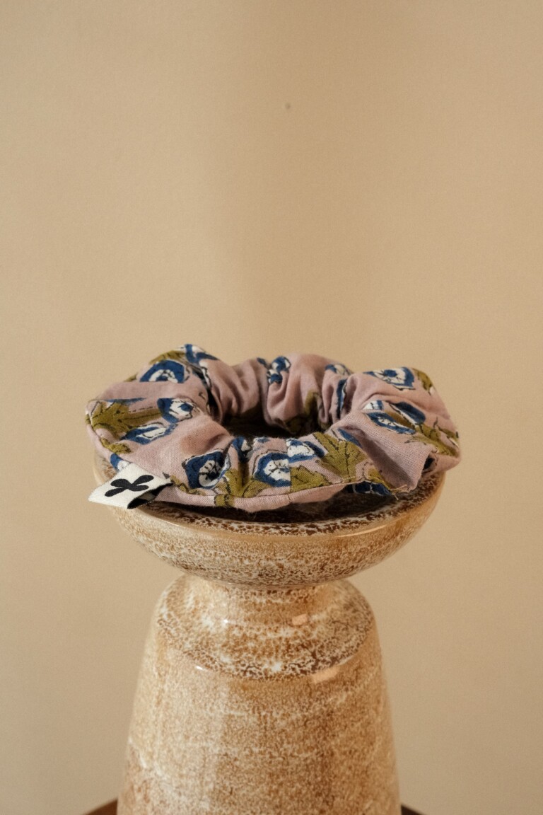 POZÉ - Chouchou en coton - Fleuri bleu