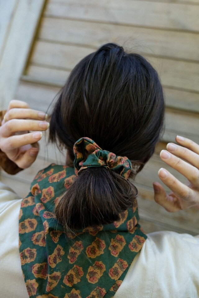 POZÉ - Chouchou en coton – Fleuri vert