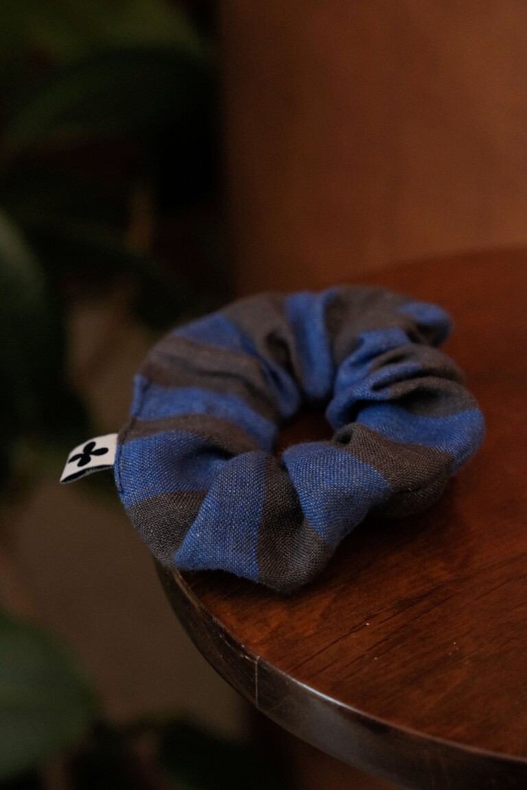 POZÉ - Chouchou en lin - Rayure cobalt