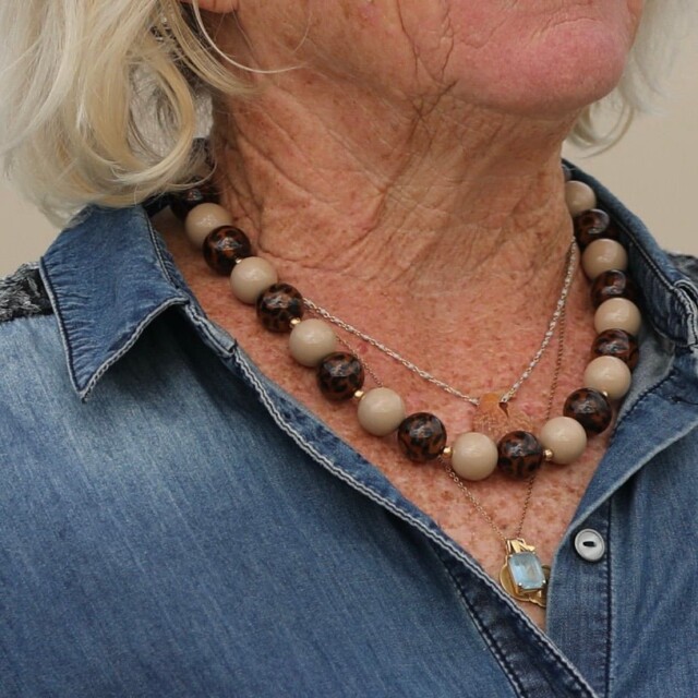Quintessence - Collier Équinoxe – Beige & Marron marbré
