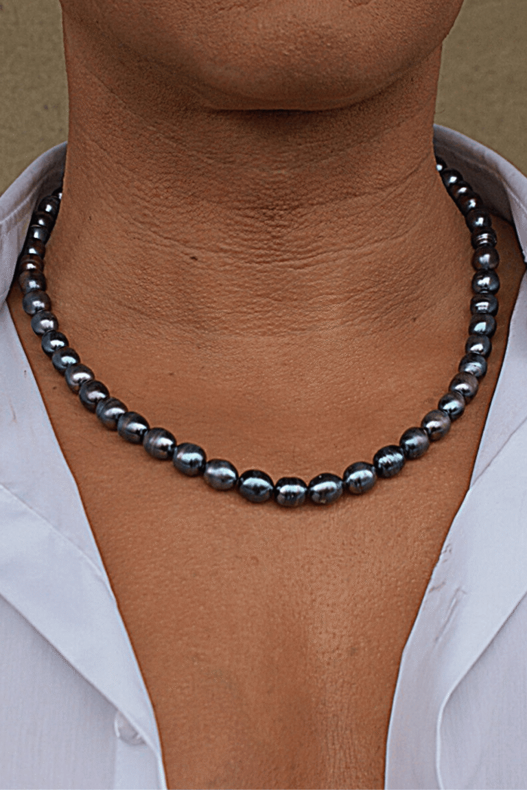 NEIJE - Collier Monte-Cristo Perles d'eau douce Noires