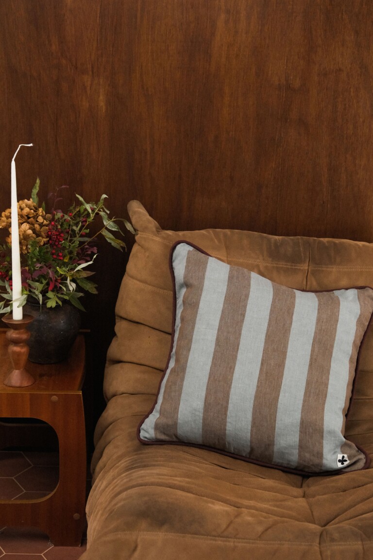 POZÉ - Housse de coussin en lin 50 x 50 cm - Rayure céladon