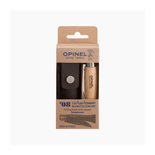 Opinel - Couteau n°8 OPINEL Tradition hêtre naturel inox coffret avec étui Alpine