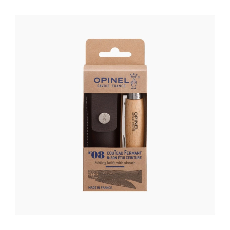 OPINEL - Couteau n°8 OPINEL Tradition hêtre naturel inox coffret avec étui Alpine
