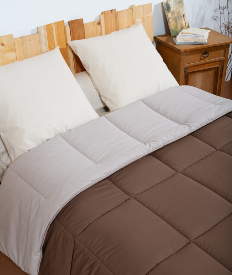 Ardelaine - Couverture piquée en laine - Bicolore Beige Chocolat