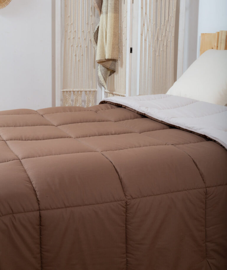 Ardelaine - Couverture piquée en laine - Bicolore Beige Chocolat