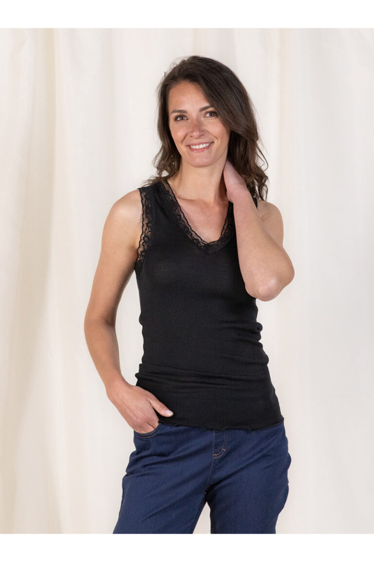 Maison Solfin - Débardeur laine et soie larges bretelles Made in France| B.Solfin