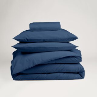 DEJORINE - Parure de lit en Percale de coton  Bleu marine