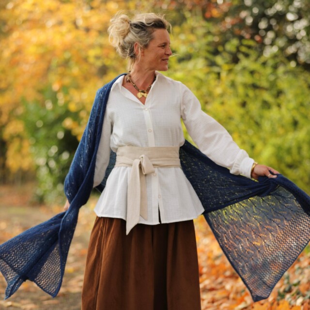 Quintessence - Écharpe Léonie bleu indigo