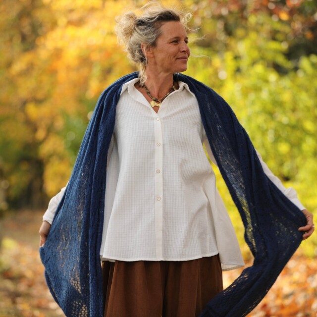 Quintessence - Écharpe Léonie bleu indigo