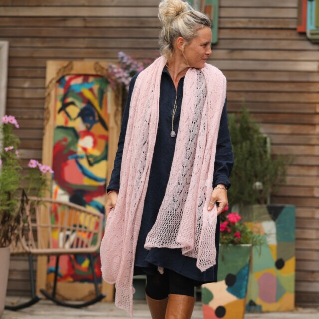 Quintessence - Écharpe Léonie rose poudré