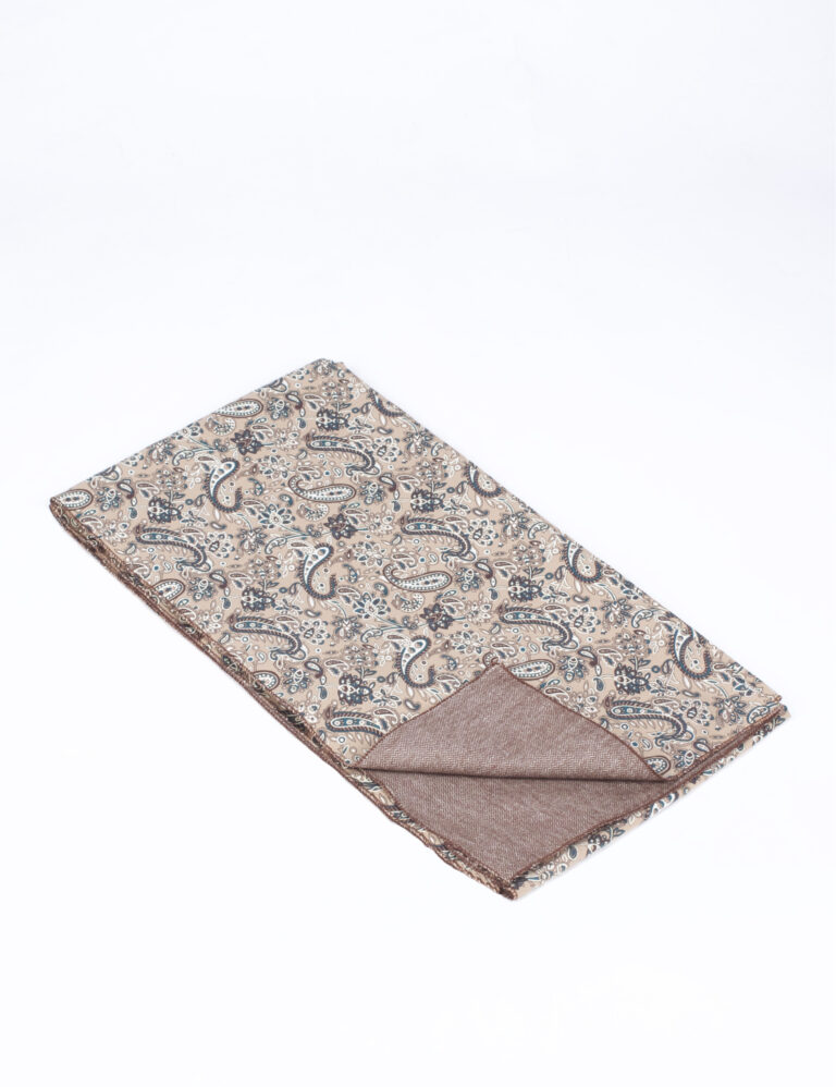 La Chemise Française - Écharpe Fine Unique Doublée Paisley Taupe & Unie