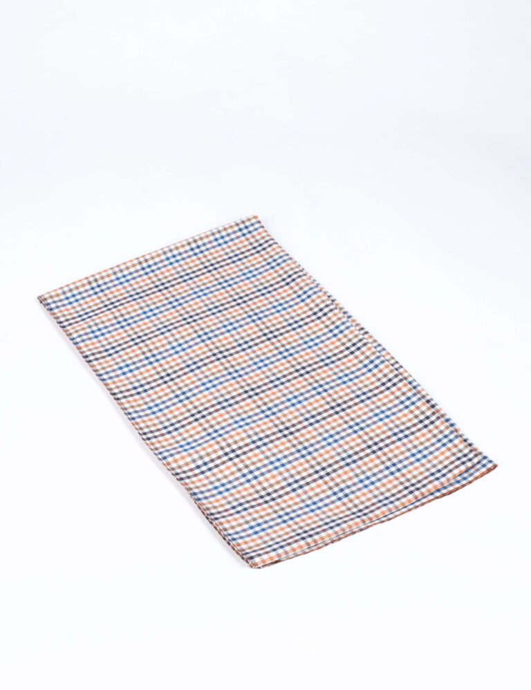 La Chemise Française - Écharpe Fine Unique Simple - Vichy Terracotta & Bleu