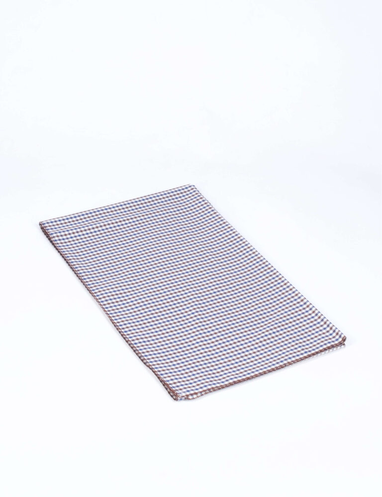 La Chemise Française - Écharpe Fine Unique Simple - Vichy Brun & Bleu