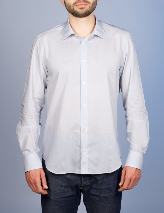 La Chemise Française - Chemise Grise "Fines Bulles" - Col Souple