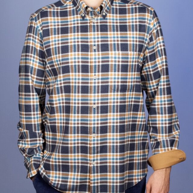 La Chemise Française - Chemise Flanelle Carreaux - Col Boutonné - Coupe Droite