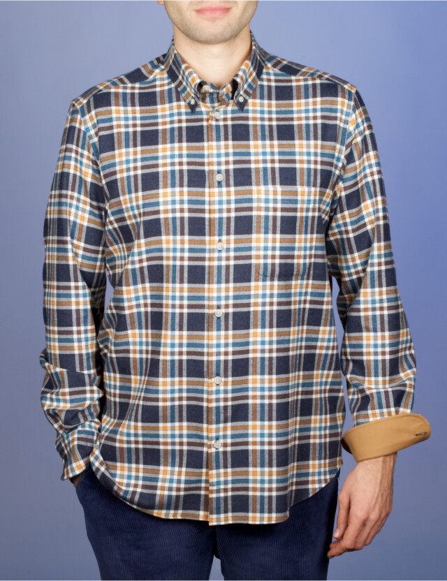 La Chemise Française - Chemise Flanelle Carreaux - Col Boutonné - Coupe Droite