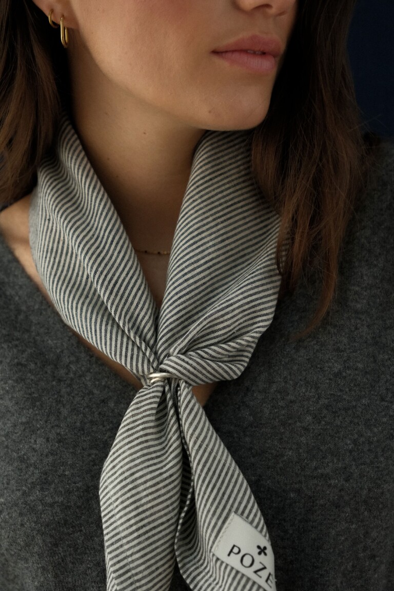 POZÉ - Foulard en coton - Milleraie bleu et écru