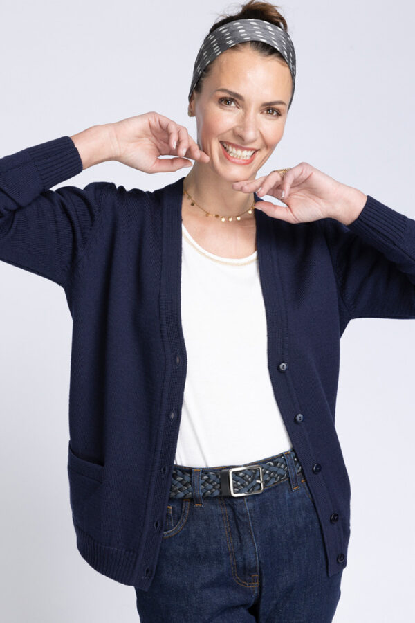 Gilet/cardigan Moretta En Laine Et Soie - Taille XL/40 - Noir - Occasion Très Bon état