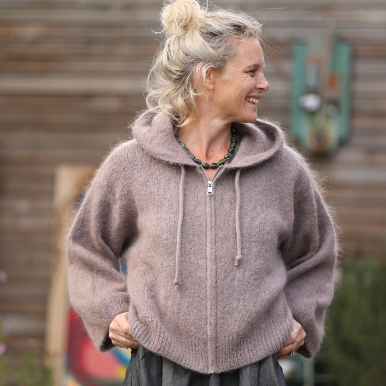 Quintessence - Gilet zippé à capuche Tulia — mohair moka – Taille unique