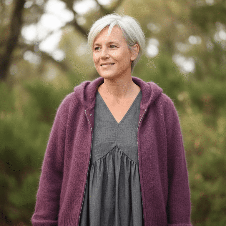Quintessence - Gilet capuche Tulia - Prune