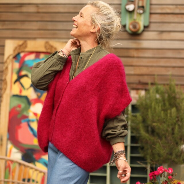 Quintessence - Gilet Cassiopé - Framboise