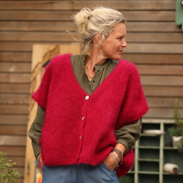 Quintessence - Gilet Cassiopé - Framboise