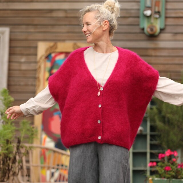 Quintessence - Gilet Cassiopé - Framboise