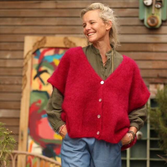 Quintessence - Gilet Cassiopé - Framboise