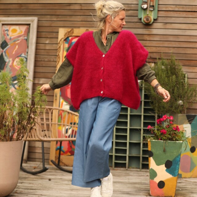 Quintessence - Gilet Cassiopé - Framboise