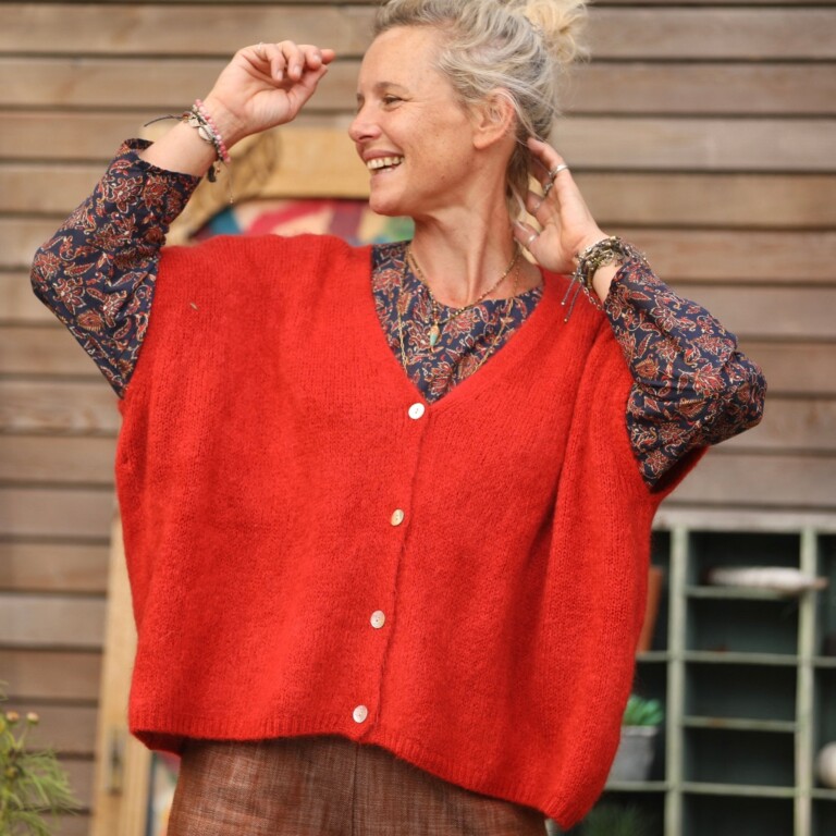 Quintessence - Gilet Claudia - Orange crépuscule