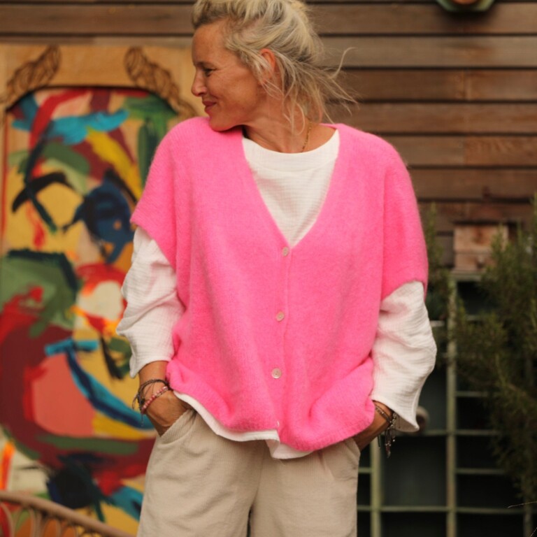 Quintessence - Gilet Claudia - Rose fluo