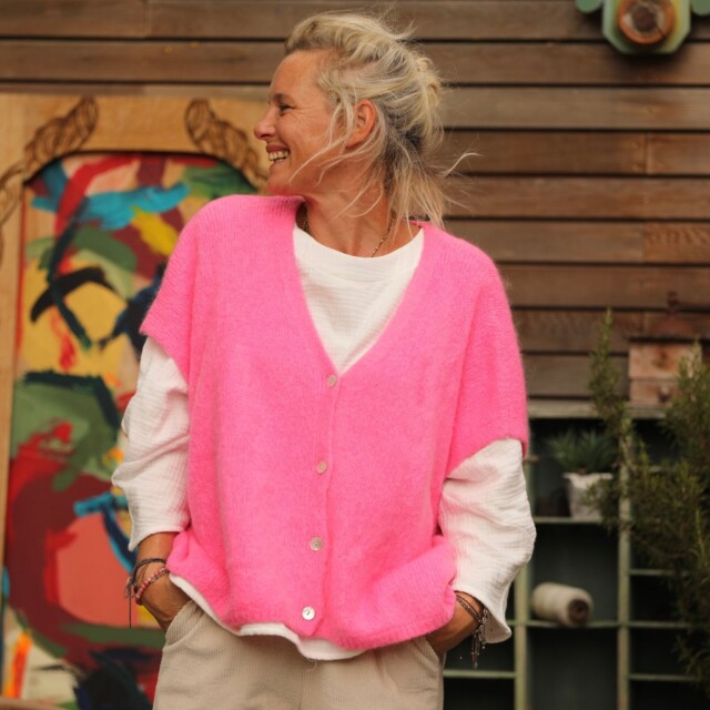 Quintessence - Gilet Claudia - Rose fluo