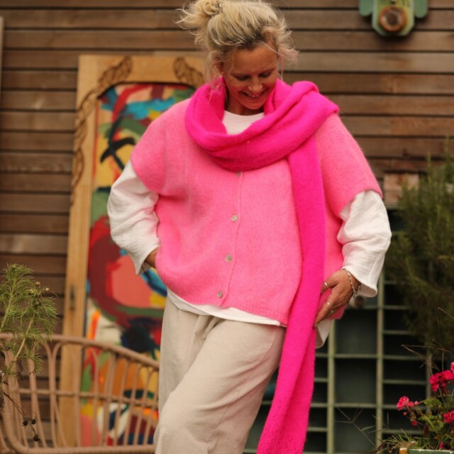 Quintessence - Gilet Claudia - Rose fluo