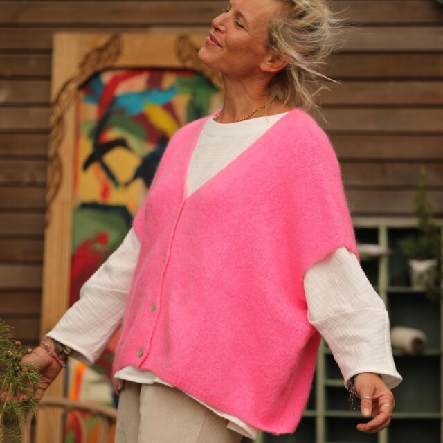 Quintessence - Gilet Claudia - Rose fluo