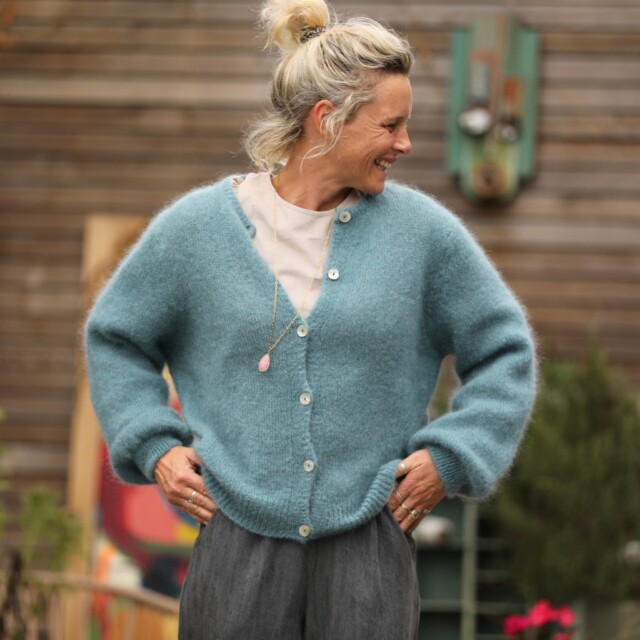 Quintessence - Gilet Sélène - Bleu céladon