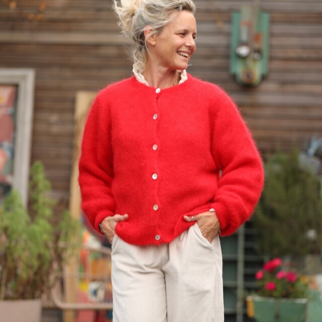 Quintessence - Gilet Sélène -Rouge éclat