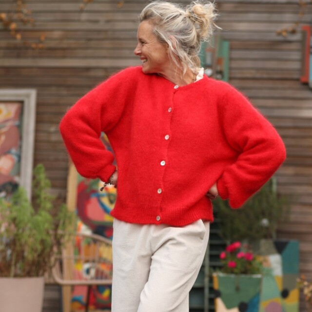 Quintessence - Gilet Sélène -Rouge éclat