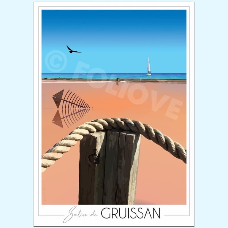 Foliove - Affiche Salin de Gruissan - Lac rose