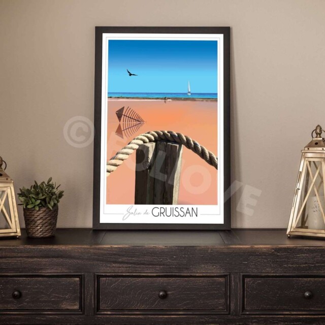 Foliove - Affiche Salin de Gruissan - Lac rose