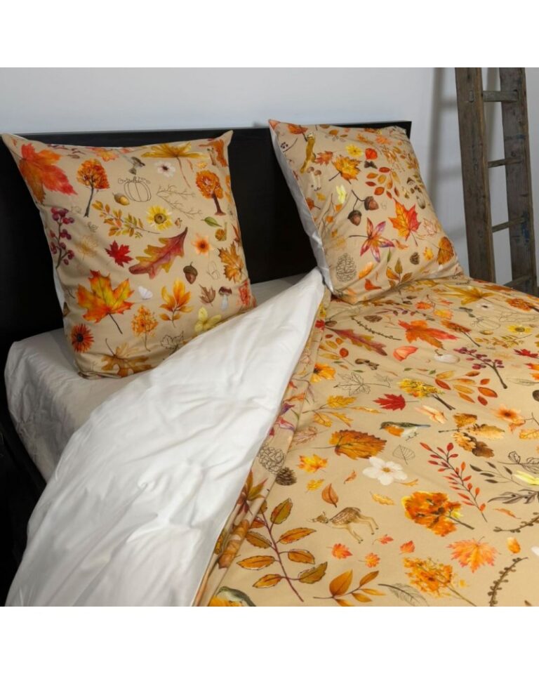 Blanc de Gerardmer - Housse de couette en Percale imprimée Thanksgiving beige