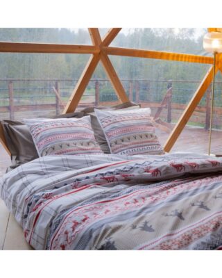 Blanc de Gérardmer - Housse de couette en Percale imprimée tricot beige