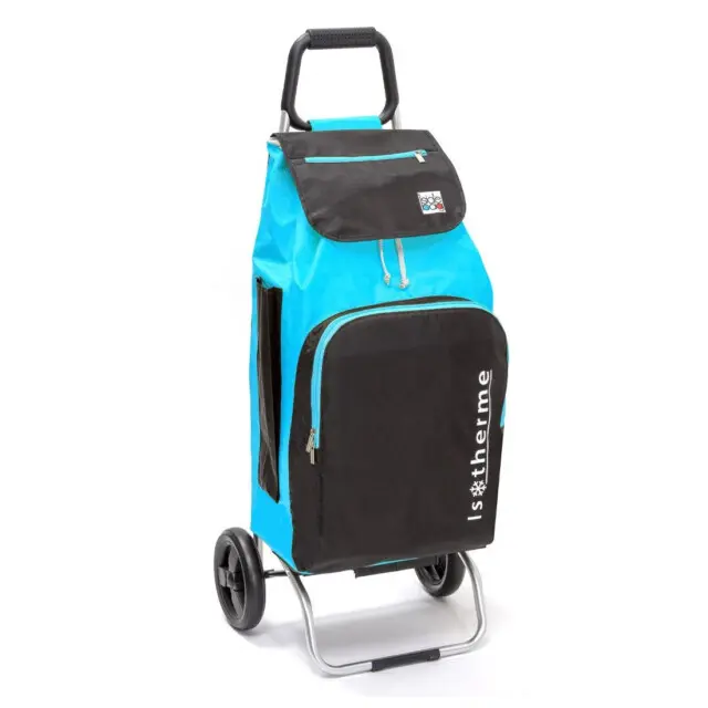 Mon Chariot de Courses - Chariot de courses pliable Buggy – Sac 65L isotherme – Turquoise Anthracite
