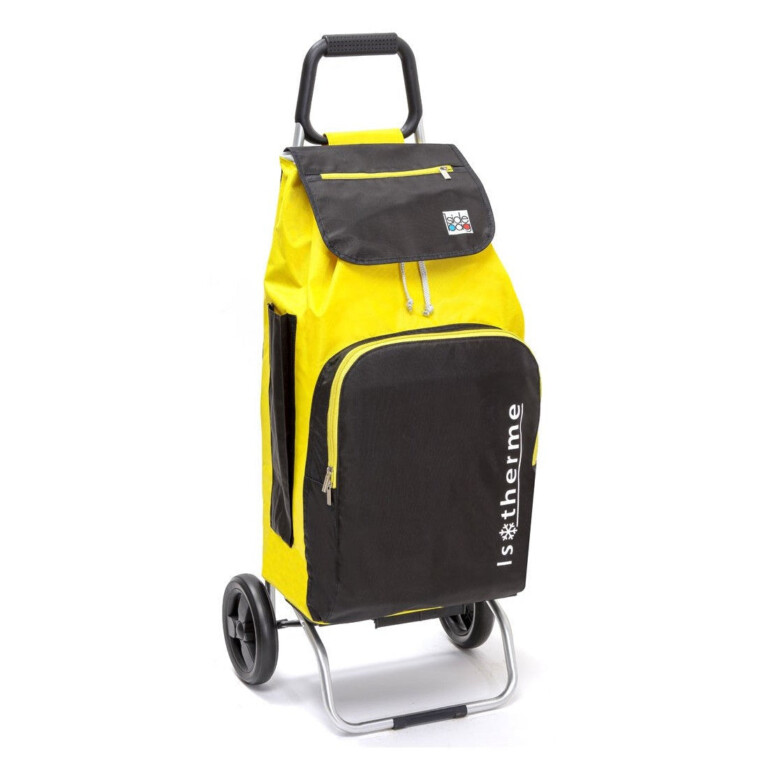 Mon Chariot de Courses - Chariot de courses pliable Buggy - Sac 65L isotherme - Jaune Noir