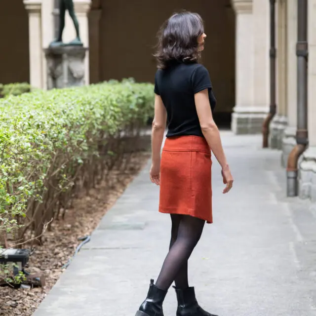 Jupe Longue Adini Femme Rouge Laine Tricotée Taille L