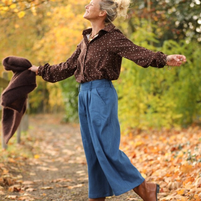 Quintessence - Jupe culotte Margot - jean de coton bleu