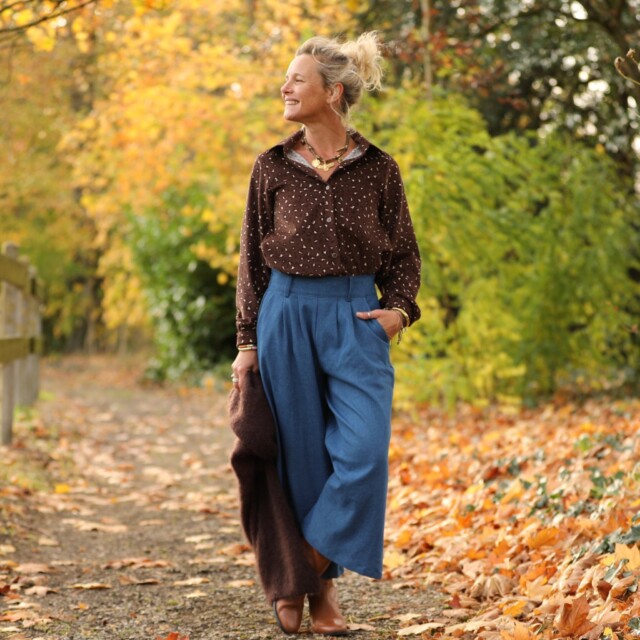 Quintessence - Jupe culotte Margot - jean de coton bleu