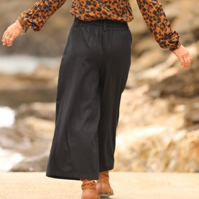 Quintessence - Jupe culotte Margot - sergé de coton noir